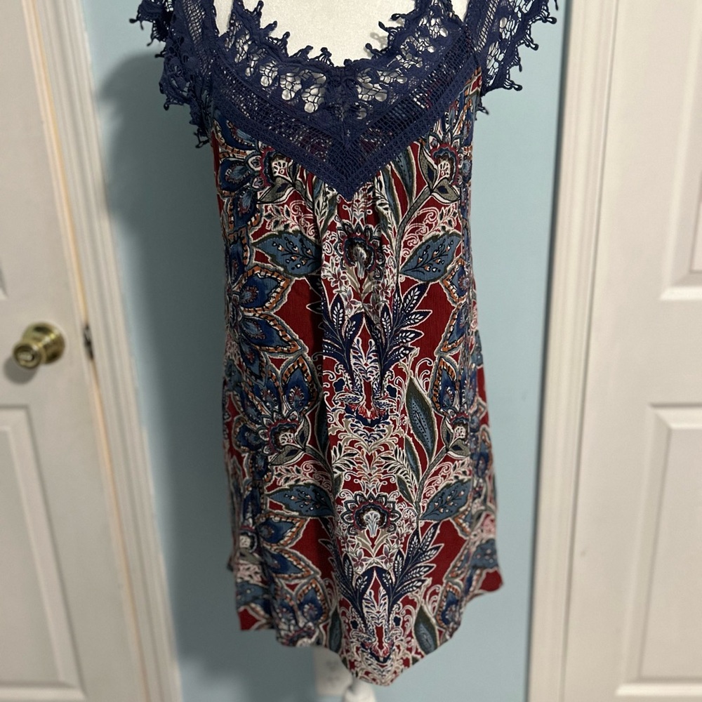 Xhilaration Blue Dress with Lace Detail